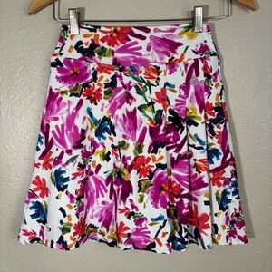 Floral Abstract Mini Skirt Size 2 Athletic Pickleball Tennis Sporty Chic Pleated
